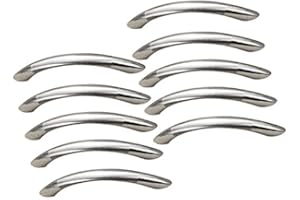 EBETA 10 x Tiretti ad arco per mobili, argento maniglia del cassetto maniglie cabinet, maniglie per mobili, fatto di acciaio inossidabile spazzolato (Intonazione 96 MM, 10 pezzi)
