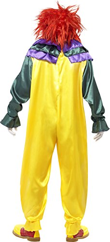 Smiffys Adult men's Classic Horror Clown Costume, Jumpsuit and Mask, Cirque Sinister, Halloween, Size M, 24376