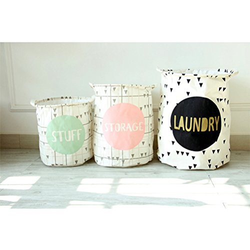 Inwagui Klapp-Runde Baumwolle Wäschekorb Haushalt Organizer Korb Wäschesammler Wäschetasche für ihre Schmutzwäsche – Große(Laundry) - 2