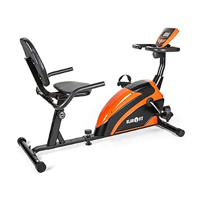 Klarfit Relaxbike 5G • Ergomètre • Vélo allongé • Ergomètre allongé • Home-trainer • Entraînement d'endurance en position allongée • 8 niveaux de résistance réglables • Inertie: 5 kg • Noir-orange