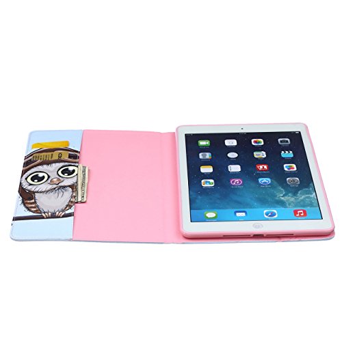 iPad Air Hülle, Deenor Bunt Painting und Stilvoll Brieftasche Tasche PU Leder Flip Protective Stand Tasche Schutzhülle Hülle für Apple iPad Air (2013 Version).[Traveller Bird] - 5