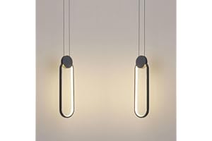 LIGKIN 2 Pezzi Lampadario 11W LED Moderna Lampada a Sospensione in Alluminio Lampada da soffitto Creativa per Cucina Sala da pranzo Soggiorno Camera da letto, nero
