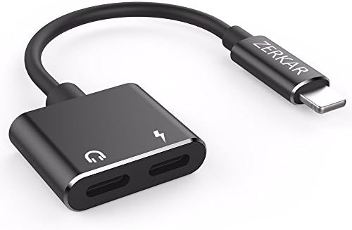 Dual Lightning Adapter and Splitter for iPhone X, iPhone 8/8 Plus.iPhone 7/7 Plus, ZERKAR Double Lightning Headphone Audio adapter and charger. Compatible for iOS 10.3 / 11 or later