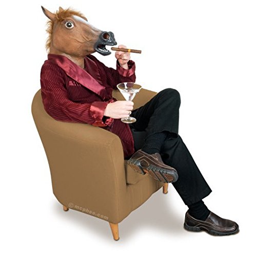 Pferde Pferd braun horse Maske mit Haaren mask aus Latex mit Öffnungen an Augen Halloween Karneval Fasching Kostüm Verkleidung für Erwachsene Männer und Frauen Damen Herren gruselig Grusel Zombie Monster Dämon Horror Tiermaske - 3