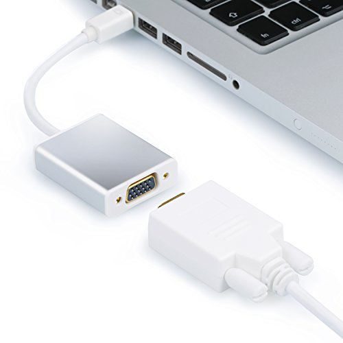 CSL – HQ Full HD Mini DisplayPort auf VGA Adapter / Konverter | MacBook Pro & MacBook Air | Apple Produkte / PC Grafikkarten | Aluminium Gehäuse in silber | Full HD | silber | Aluminium-Gehäuse - 2