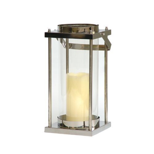 Windlicht, exklusive Laterne aus Edelstahl mit Glas 26 cm hoch | Garten-laterne für die Terrasse im Sommer, Laternchen aus Glas und Metall