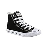 canvas schuhe herren  Elara Unisex Kult Sneaker  Bequeme Sportschuhe für Damen und Herren  High Top Textil Schuhe Chunkyrayan Farbe:-Schwarz Gr:-37 EU