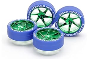 RADIOKONTROL Tamiya 95504 Cerchi Verdi con Gomme Blu 25° Anniversario [Limited Edition] Mini 4WD