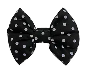 For The Fur Kids Black & White Polka Dots Classic Bow Tie for Dogs and Cats (with Adjustable Strap)