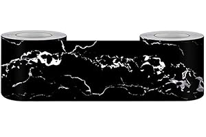 Guest Ruyunlai Borde del papel pintado Mármol negro Auto Adhesivo del Papel Pintado del PVC Cenefa autoadhesiva para decoración de pared de cocina baño 5cm X 500cm
