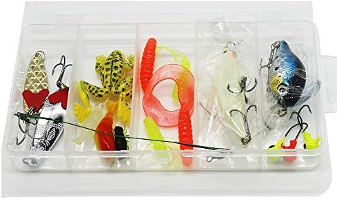 zeyang Fishing Lures Set 16pcs Fishing Lure Kits Soft Hard Baits Artificial Hard Soft Bait Minnow Spoon Crank Shrimp Jig Hook With Fishing Tackle Box