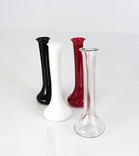 Stielblumenvase / Blumenvase KOBY, weiß, 25cm, Ø9,5cm – Einzelblumen Vase / Tischvase - 4