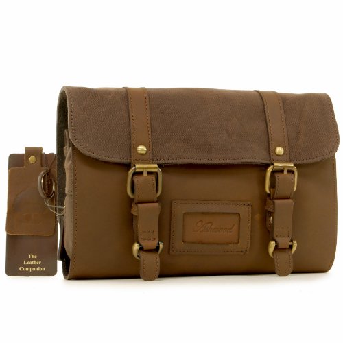 Ashwood - Bolso Neceser para Colgar/Bolsa de Aseo para Hombre - Cuero y Lona - Fango (Marrón)