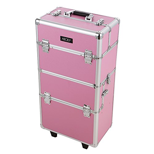 Abody Cosmetic Zug-Kasten-Verfassungs-Speicher-Organisator Ausziehbare Maskenbildner Fall Rollen Locking Fall mit Tabletts Schwarz - 2