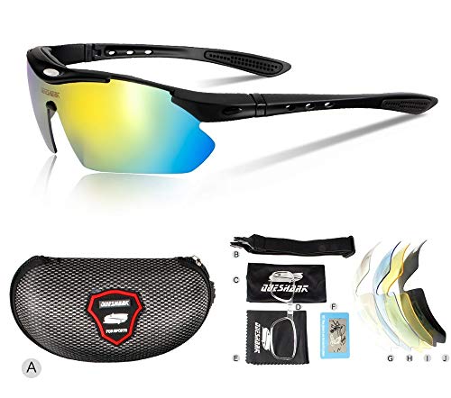 Preisvergleich Produktbild DKMMDWSSD 5 Linse polarisierte Fahrradsonnenbrille, Gebirgsstraßenfahrradschutzbrille, im Freien fischende kampierende Gläser Sportfahrradbrille, A5