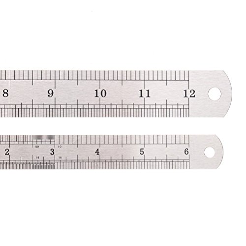 Meßlineal, sicai 2 x Edelstahl Metall Lineal 30,5 cm + 15,2 cm Lineal gerade Meßlineal - 4