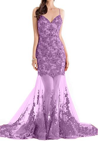 Charm Bridal Sexy Strap Wedding Prom Gown Sheath Mermaid Debutante Ball Dress -8-Lilac