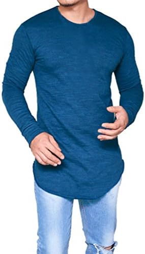 Honestyi Mens Long Sleeve T-Shirt Boys Slim Fit Muscle Tee Shirt Top Blouse Funny Kitty Cat T-Shirt Sweatshirt Tops Outwear Hoodie Jumpers - Cotton Blend (Blue, XXXL)