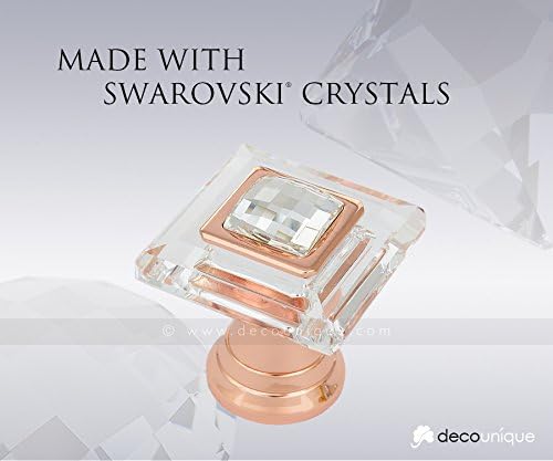 DecoUnique Pull Knob With Swarovski Crystal, 30mm, Rose Gold, 734 L RG CC