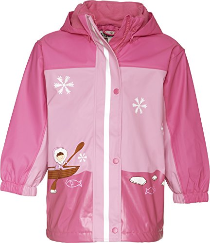 Playshoes Baby Girl's Rain Coat with Fleece Lining Pink , 9-12 Months (Manufacturer size :80 cm)