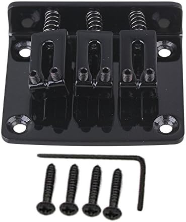 Yibuy Black Zinc Alloy Guitar Bridge Tailpiece & Screws & Wrench for 3 String Box Guitar
