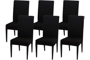 Littleprins Stuhlhussen 6er Set Schwingstühle Stretch Stuhlbezug elastische Hussen für Stühle Stuhlüberzug für Esszimmer Stuhl Hochzeit Partys Bankett (Schwarz)