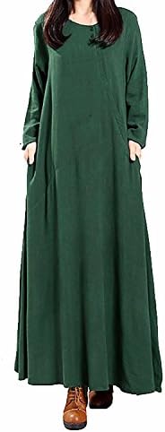 StyleDome Women's Oversized Tunic Long Sleeve Casual Plain Long Maxi Dress Pocket Shirt Dress Kaftan