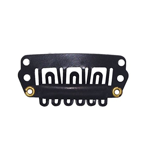 Haobase 25pcs Black Weft Clips 32mm for Hair Extensions and Wefts
