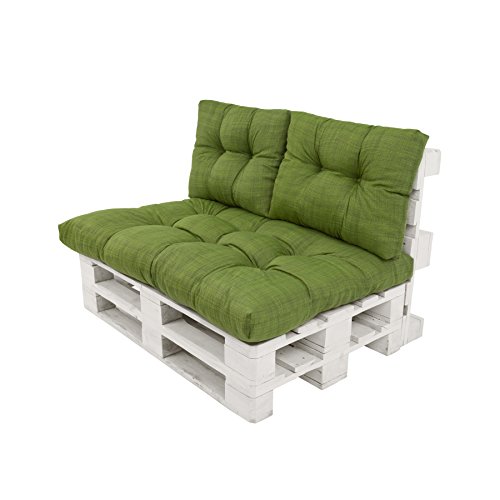 Preisvergleich Produktbild Palettenkissen Grün Palettensitzkissen inkl. Rückenkissen Paletten Kissen Palette Sitzkissen