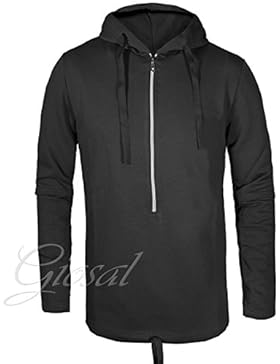 Felpa Uomo Maglia Zip Lunga Cappuccio Laccetti Vari Colori Tinta Unita Casual GIOSAL