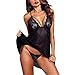 Produktbild Damen Nachthemd Kleider Staresen Frauen Negligee Spitze Dessous Lingerie Nachtwäsche V Ausschnitt Dessous Sexy Chemise Slip Kleid + G-String Nachtkleid Set Mit Tanga