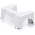 MOMENT Toilet Stool Non-Slip Plastic Potty Stool Squatting Posture Poop Stool Portable Step Stool for Adults Kids Improve Bathroom Posture and Comfort [Color: White]