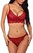 Price comparison product image Webla Women Sexy Lace Sexy Lingerie Tights Push Up Bra Thongs Nightwear Underwear Set (M, Watermelon Red)