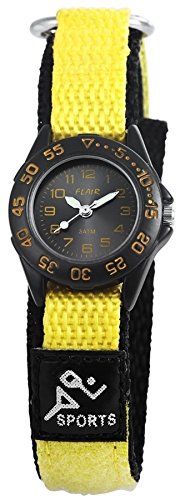 Kinderuhr Lernuhr gelbe Flair Kinder Armbanduhr Klett Uhr Mädchen Jungen