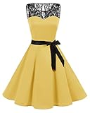 Ärmellos 1950er Kleid aus Spitze, Baumwolle und Elastan, mit abnehmbarer Gürtel