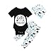Produktbild QinMM 3pcs Infant Outfits Kleidung Set Baby Dinosaurier Brief Mädchen Jungen Strampler + Pants + Hut Cute Outfit Drucken Schwarz 6M-24M (12M, Schwarz)
