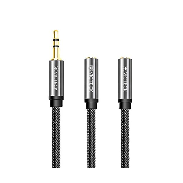 Audio y Splitter Cable, VICTECK 3.5 mm Macho a 2 x 3.5 mm Hembra Headset Stereo Jack de Audio y Cable Adaptador… - Image 3