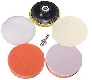 DIY Crafts 3 - Inch Car and Motorbike Care High Gross Wax Polishing Buffing Pad with Drill Adapter, Felt Pad for M10 Connector, Pack of 6 Kit