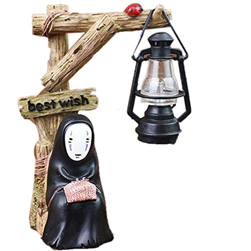 Japanese Anime Cartoon Miyazaki Hayao Spirited Away No Face LED Night Light Doll Resin Action Figure Toy Kids Doll Gift,B