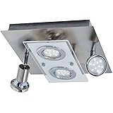 B.K.Licht LED Deckenleuchte Schwenkbar Inkl. 4 x 3W Leuchtmittel 230V GU10 IP20 LED Strahler LED Spots Wohnzimmerlampe Deckenspot