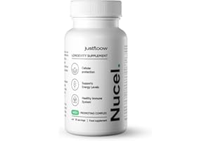 JustFloow Nucel® Longevity Supplement, Boost NAD+ Levels, Cellular Energy, DNA Repair & Healthy Aging - 8 Science-Backed Ingredients Including Nicotinamide Riboside, Resveratrol, Vitamin C & CoQ10