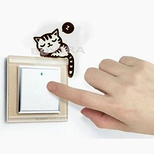 leading star Wandaufkleber, für über einen Lichtschalter, Design „Schlafende Katze“ - 3