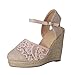Produktbild SHE.White Keilabsatz Sandalen Sommer Damen Elegant Spitze Hohl Badesandale Mode Schnalle Wedge Plateau Offene Sommerschuhe Großformat Keile Schuhe
