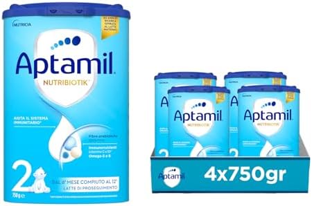APTAMIL 2 - Latte di Proseguimento in Polvere per Neonati dal 6° mese compiuto al 12° - 4 Confezioni da 750 g