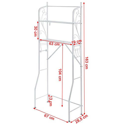 Songmics wc Regal Badezimmer Regal Waschmaschinenregal Maße: 67 x 163 x 28,5 cm (B x H x T) weiß BWR001W - 5