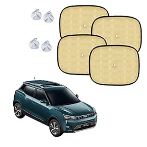 Car Adorable Beige Sun Shades for Side and Rear Window for Mahindra Xuv 300 (Set of 4)