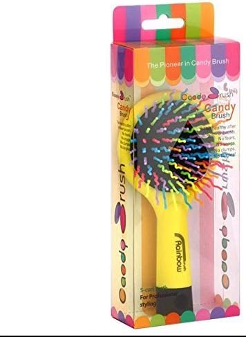 Rainbow Hair Brush detangling volumising hair brush shower brush With Multi- Coloured S Curl Wave Design Bristles - Women Colleague Female Friend Partner Teenager Teenage Girls Her Popular Health &amp; Beauty Pamper Essential Bath and shower (Yellow rainbow)