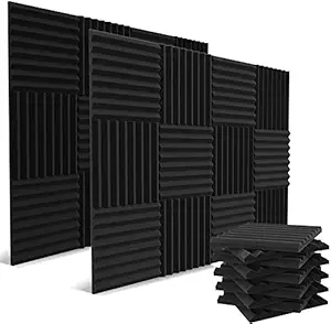 Cambik Acoustic Foam Wedge Shape Panels - 12x12x2 In, Music Studio Sound Absorbing Soundproofing Foams, Control Echo with High Density Noise Absorber Wall Panels (Pack of 3)