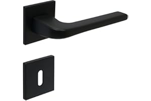 FELGNER Drückergarnitur Cortina für Buntbartschlösser | hochwertige moderne Türblende Türklinken Türdrücker Garnitur Türgriff Türbeschlag Rosette für Innentüren Zimmertüren | Schwarz matt