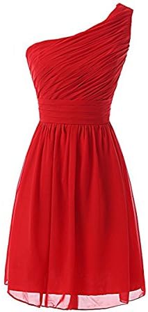 KISSE Women's Bridesmaid One Shoulder Chiffon Short Prom Dress Cocktail Gowns